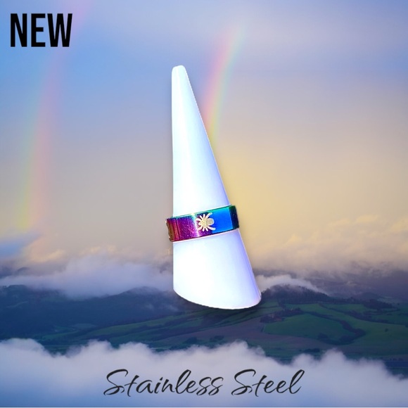 💝New Unisex Spider Stainless Steel Rainbow Band ring - Picture 3 of 12
